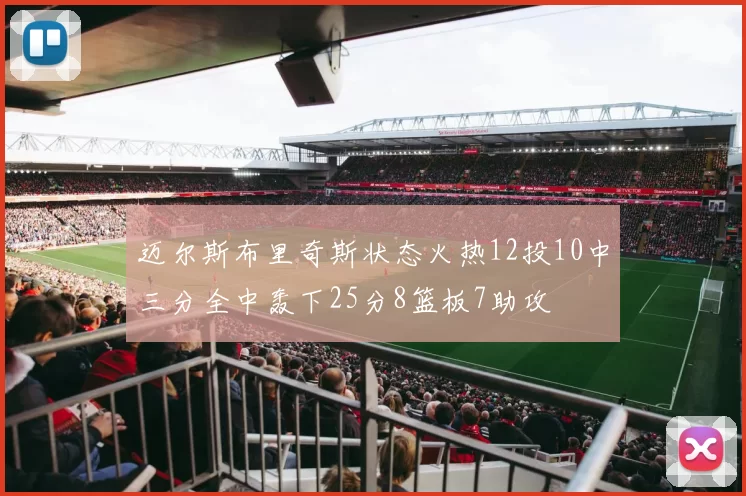 迈尔斯布里奇斯状态火热12投10中三分全中轰下25分8篮板7助攻